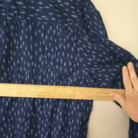 Toad & Co Tree Print Long Sleeve Button Down Shirt Blue Men's XL Slim Fit - Picture 7 of 10